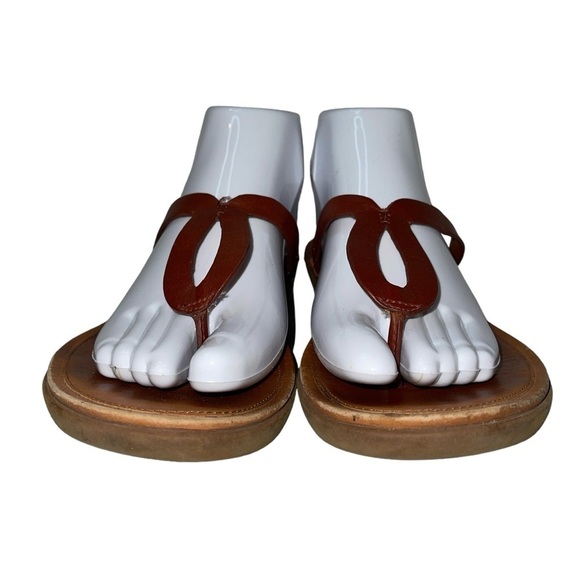 FitFlop Women's Sandals Size 8.5(39) Brown Leather Slip On Thong Cushioned - Picture 3 of 10